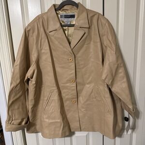 Women's NWT JL Studio Jessica London Tan Leather Jacket Blazer Size 3XWP